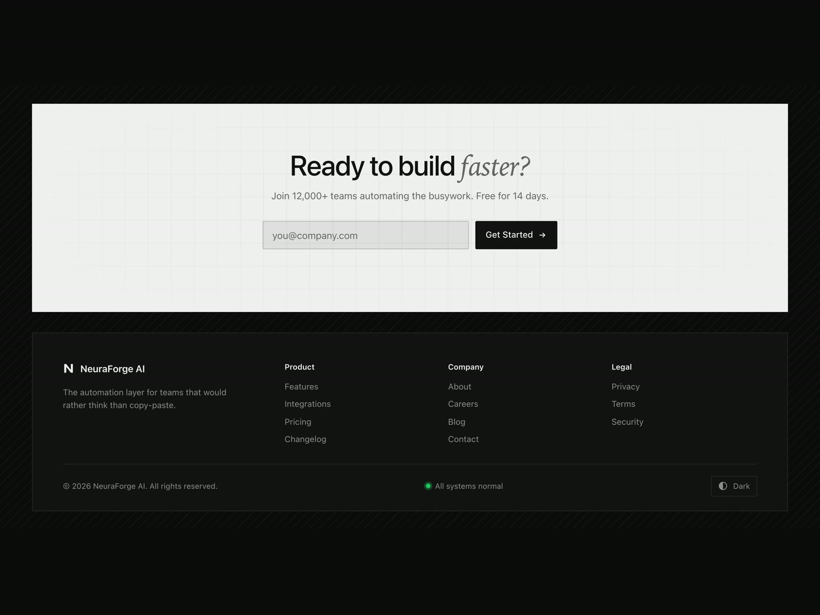 Footer with Newsletter Signup Band