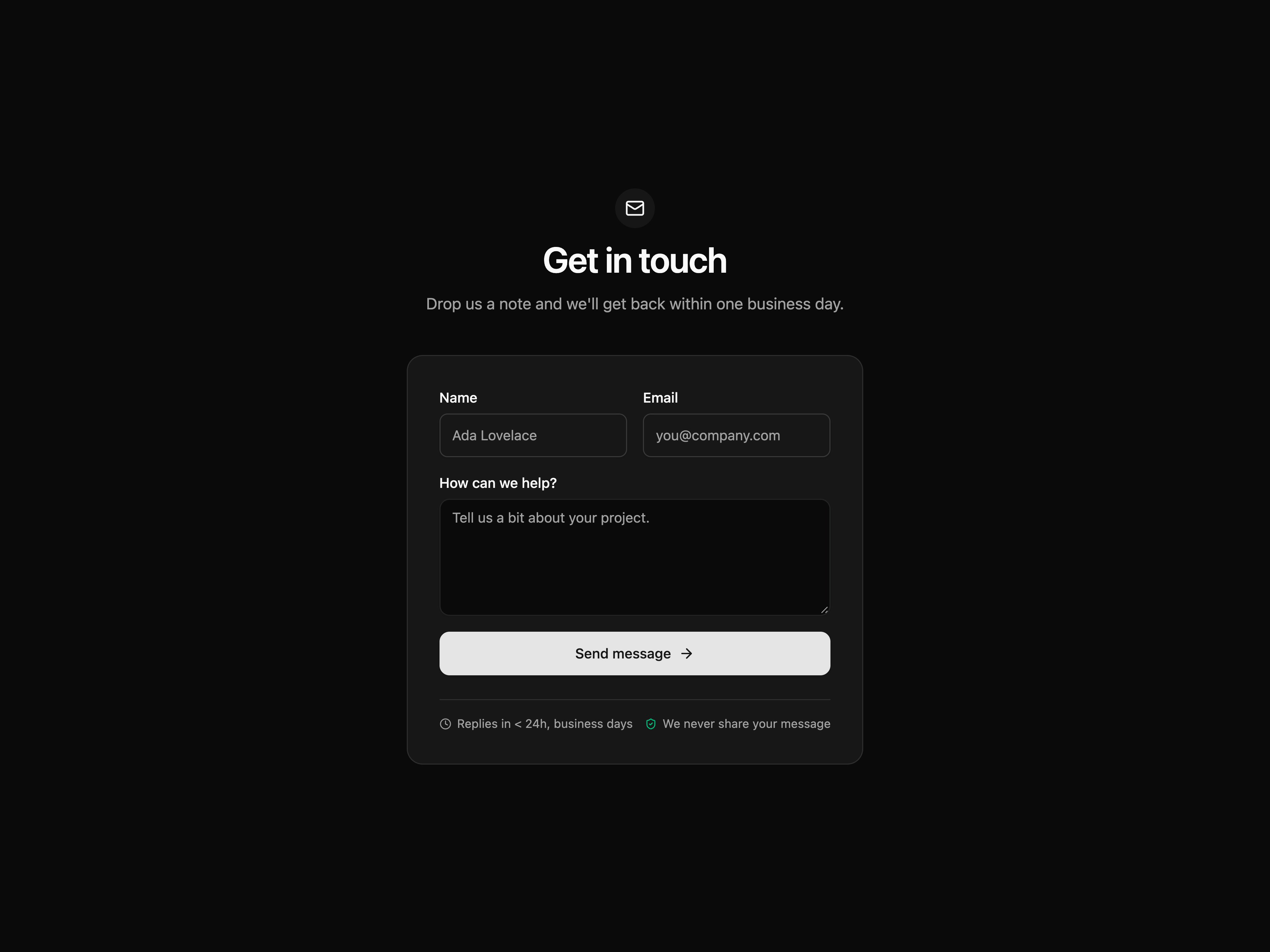 Centered Contact Form