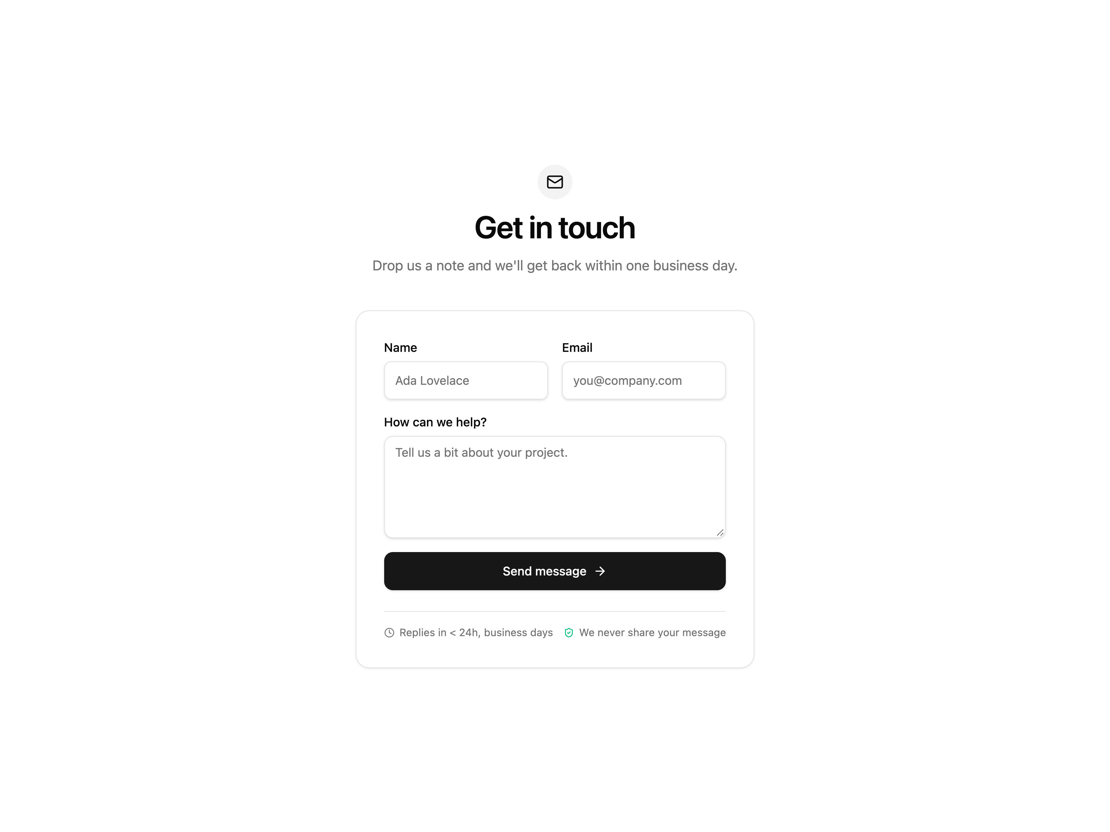 Centered Contact Form