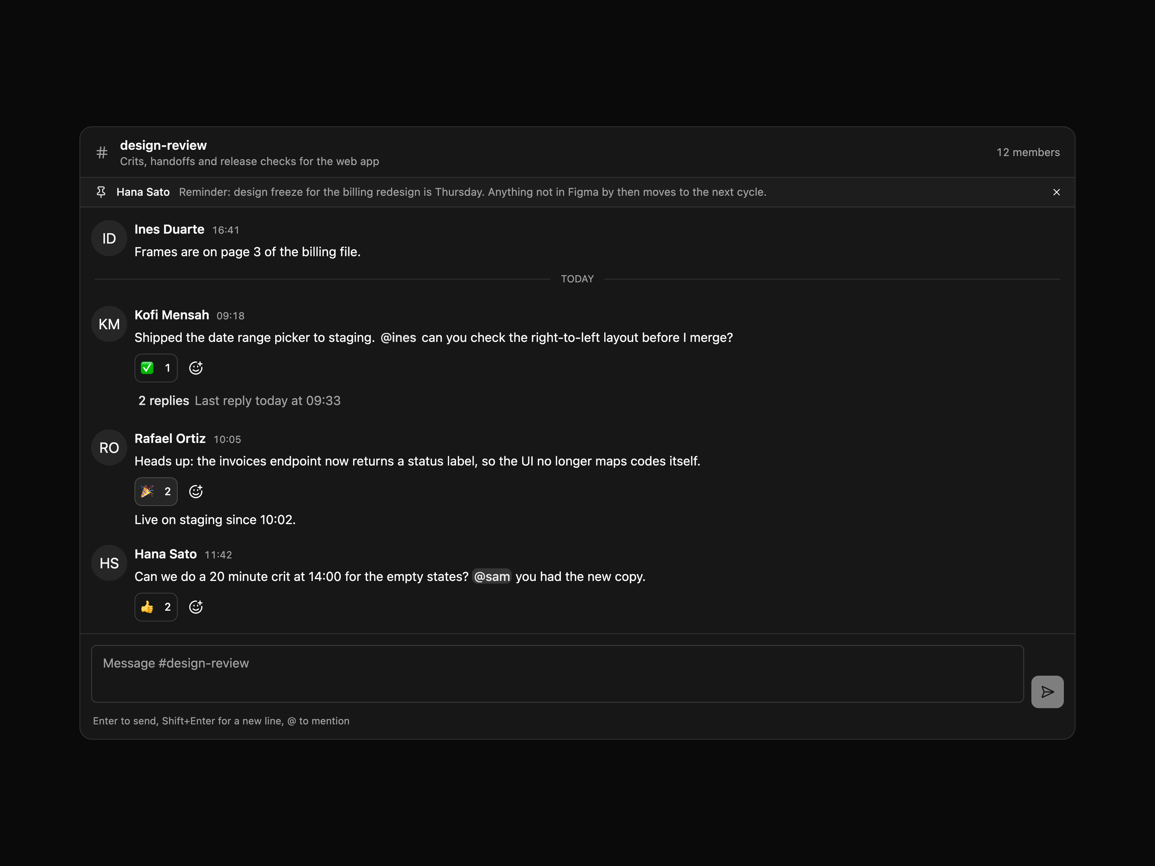 Team Channel with Threads