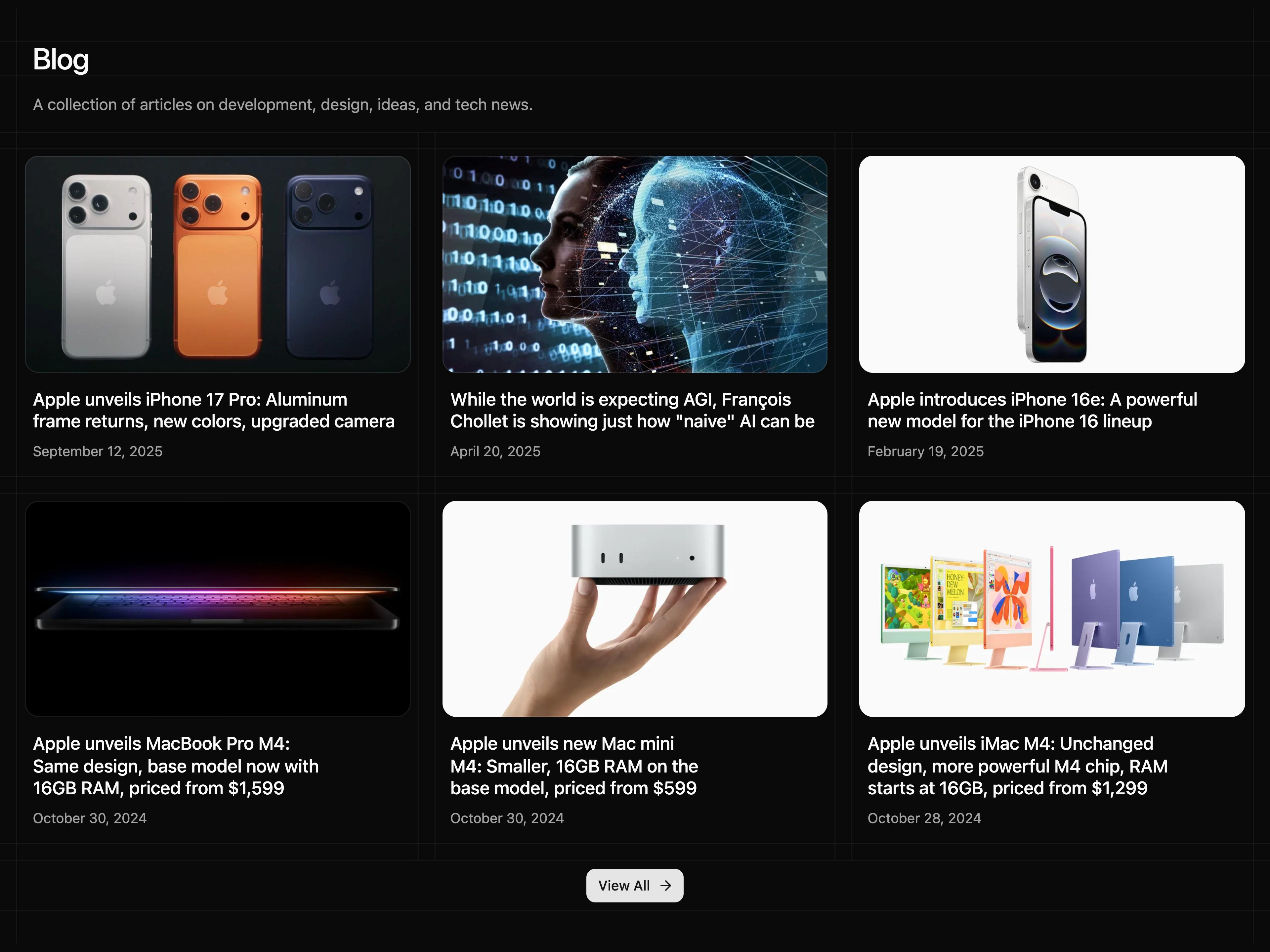 Blog Section with Lined Grid