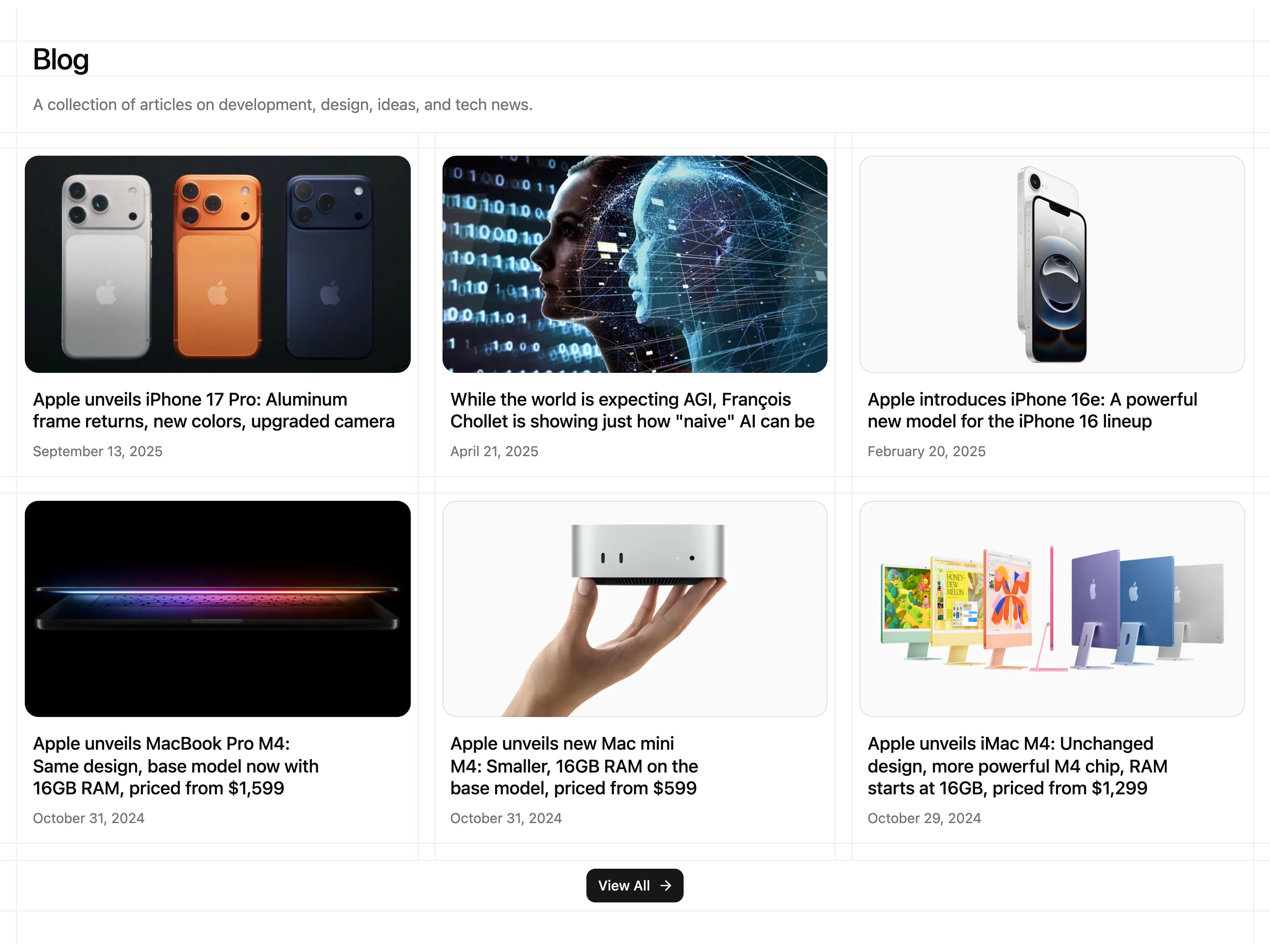 Blog Section with Lined Grid