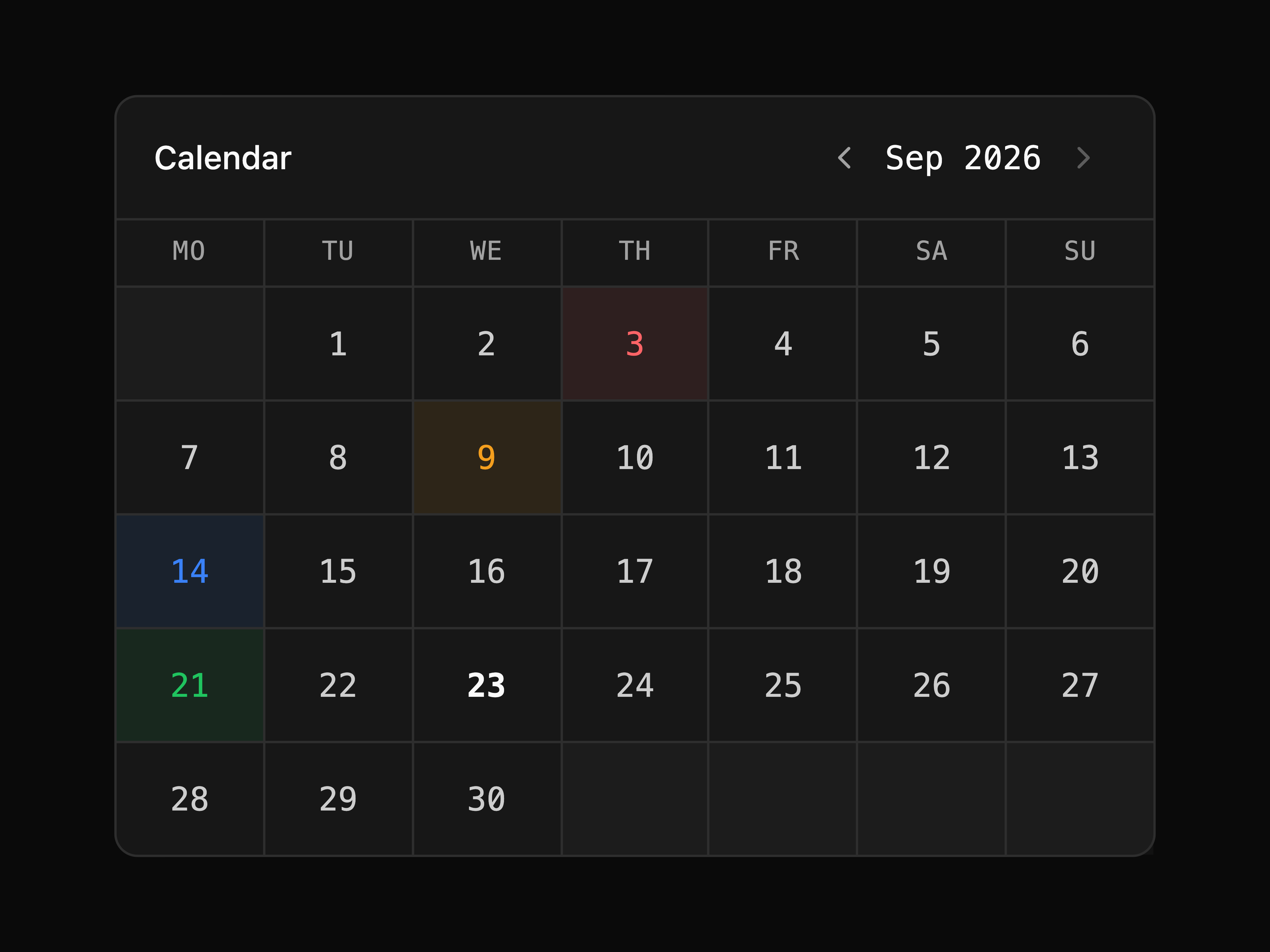 Status Calendar