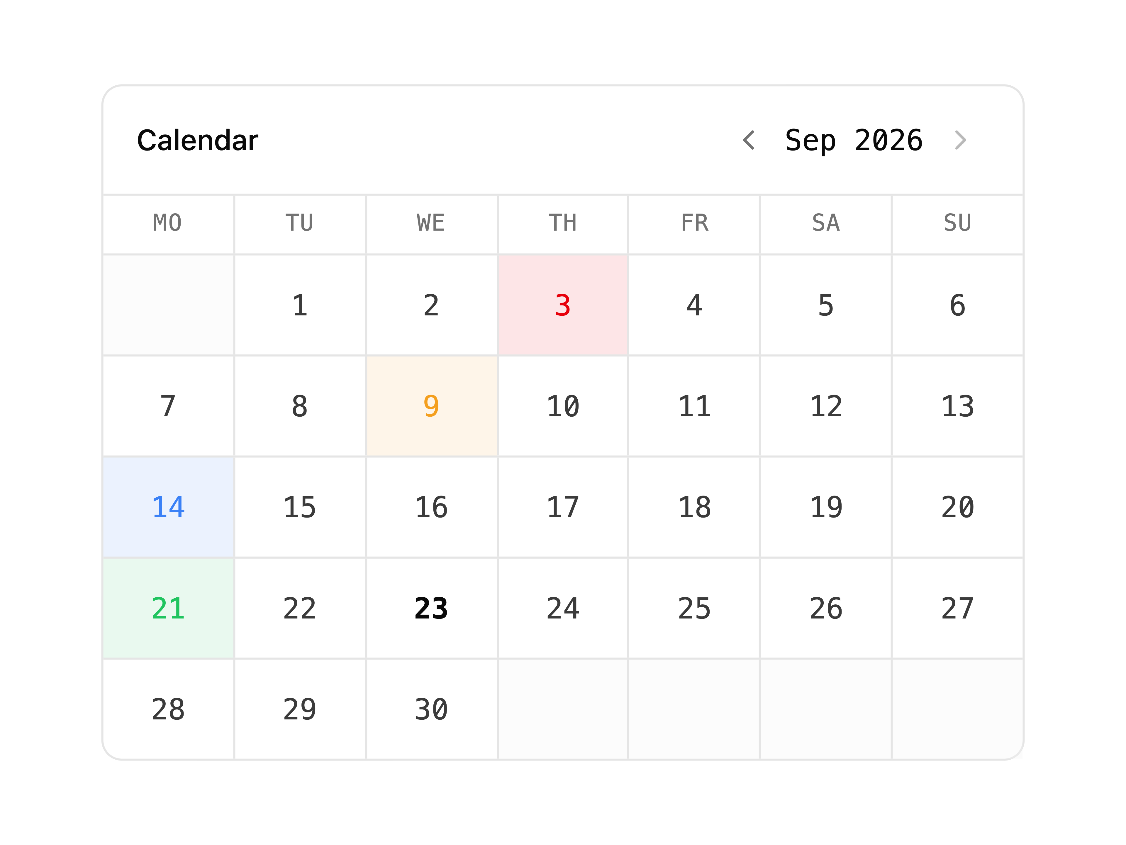 Status Calendar