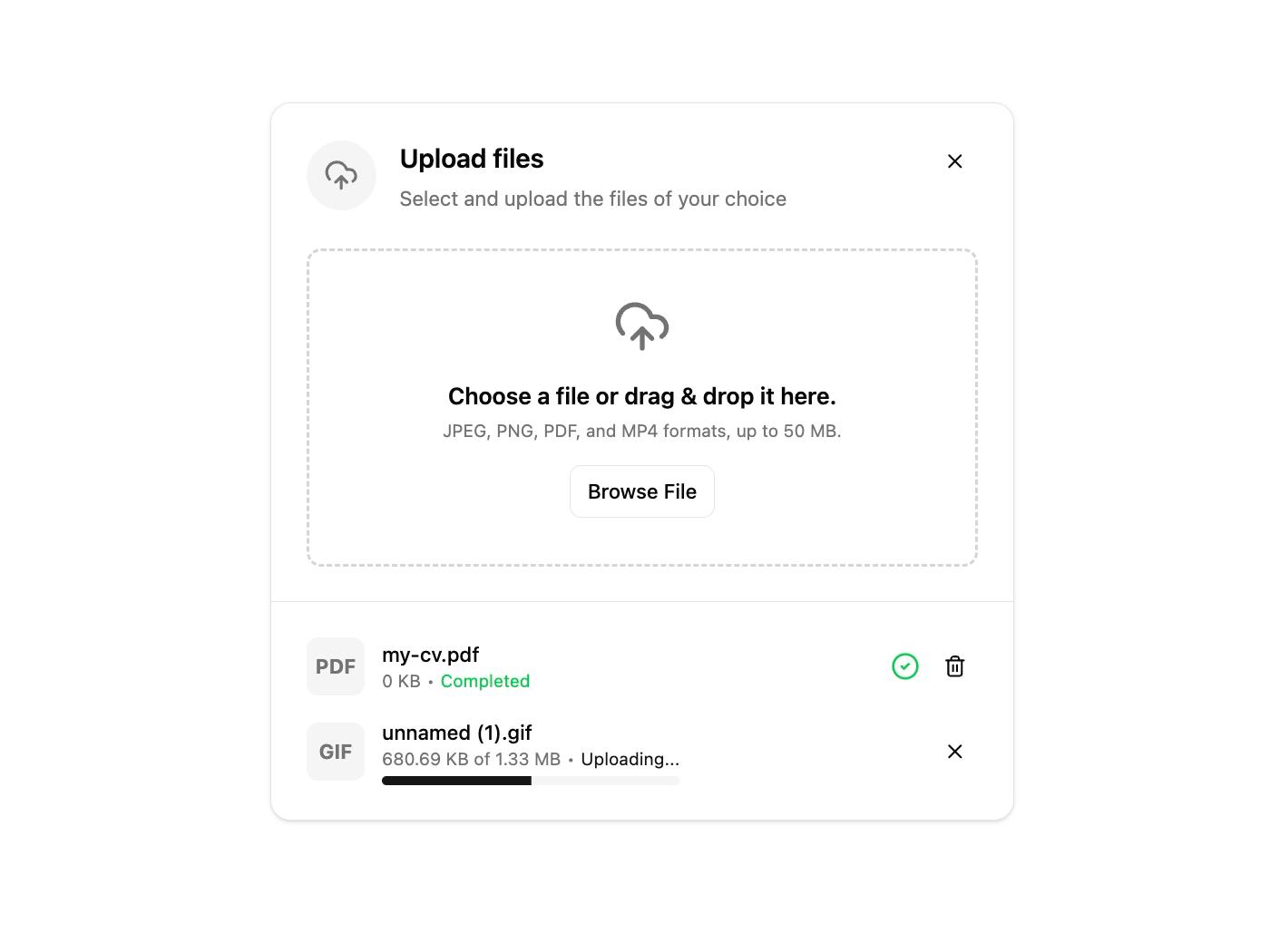 File Upload Card