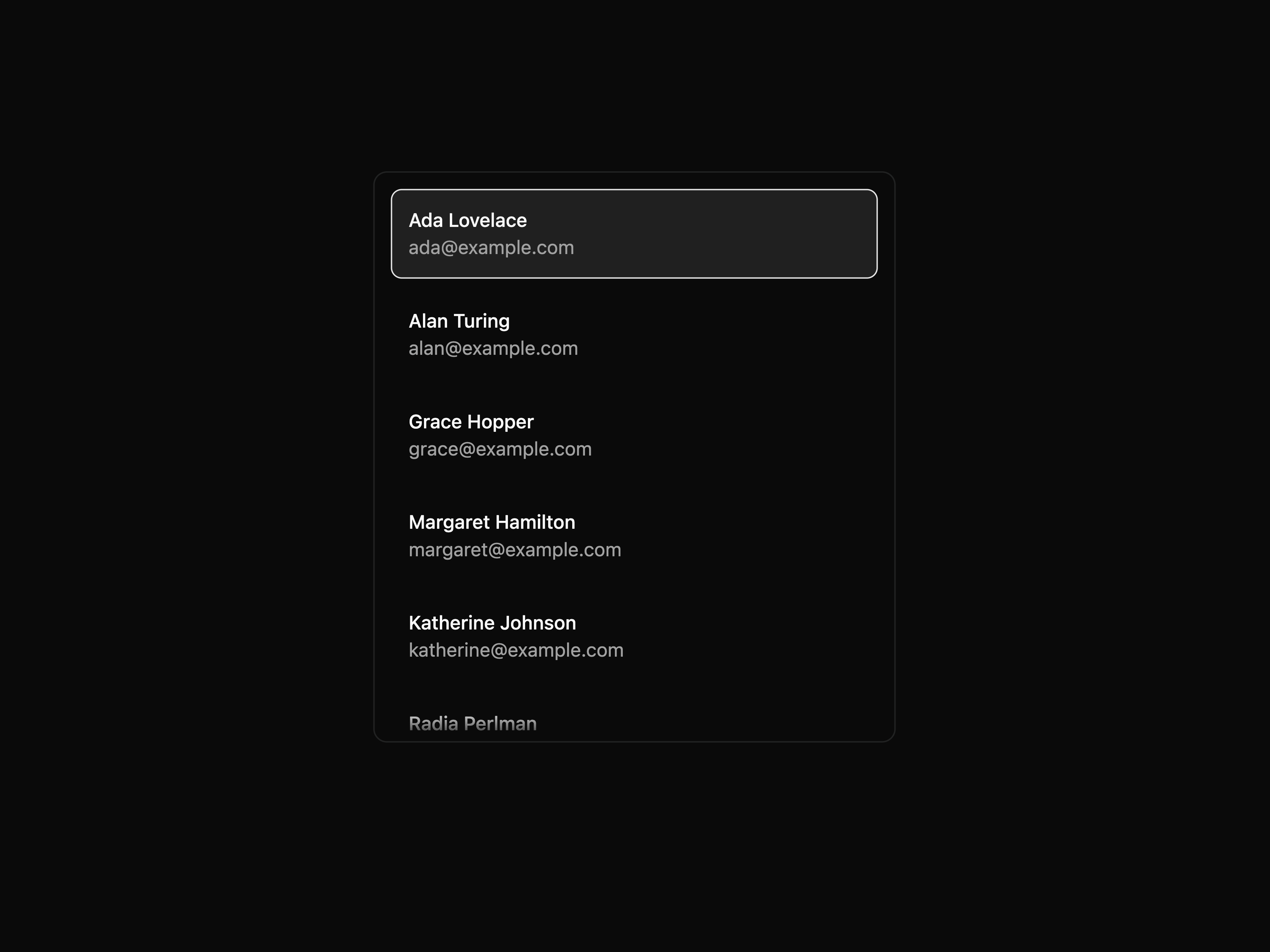 Interactive Item List