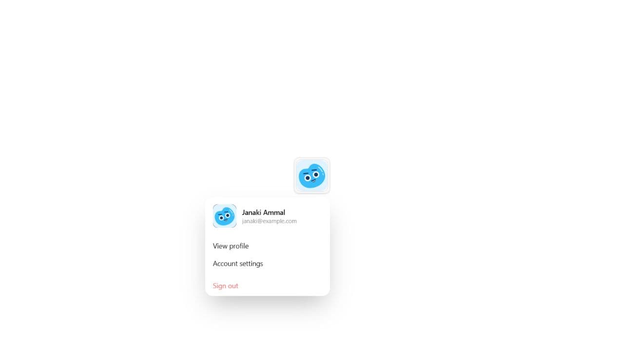 Avatar Account Menu