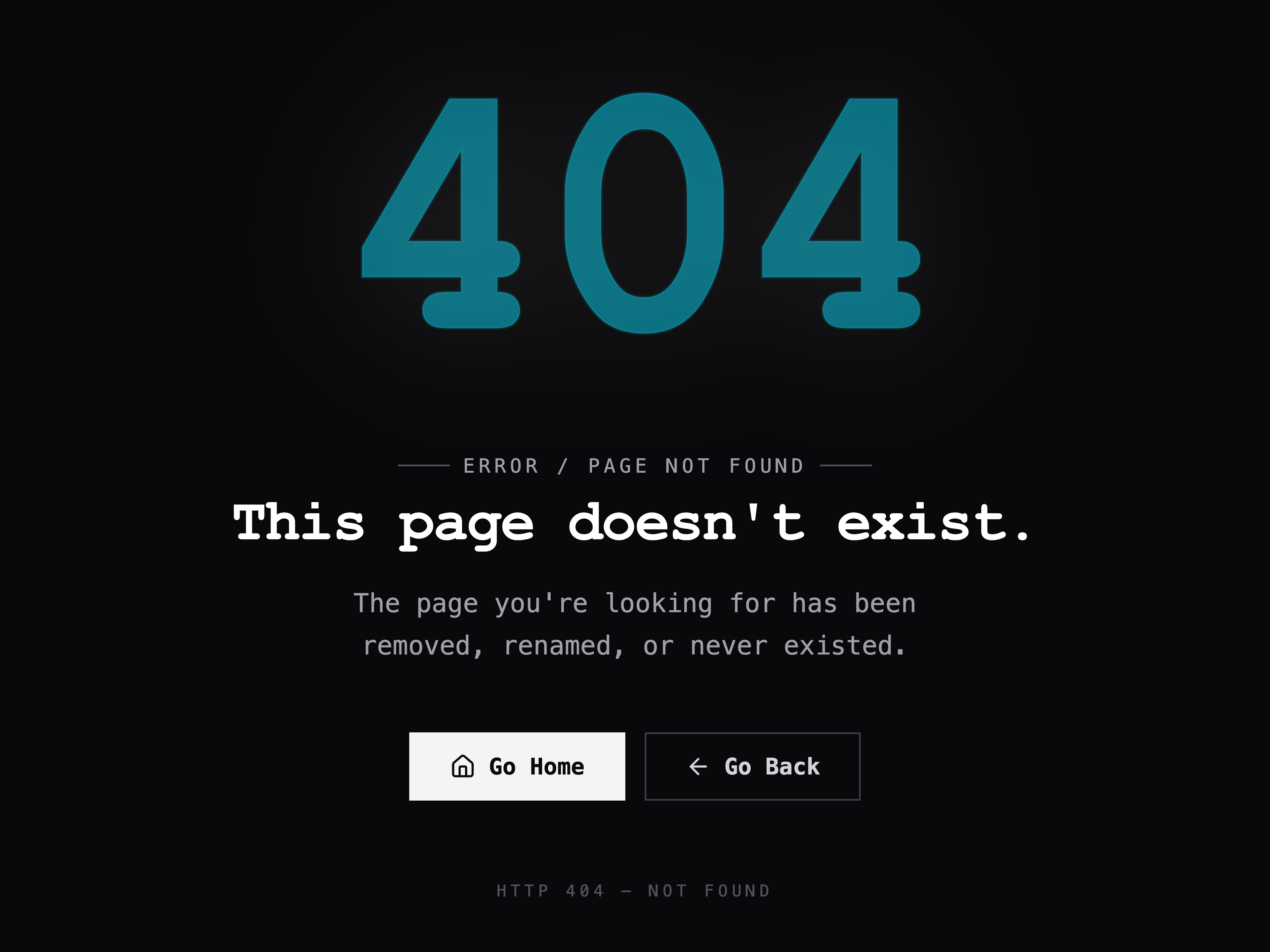 Not Found with Glitchy Text