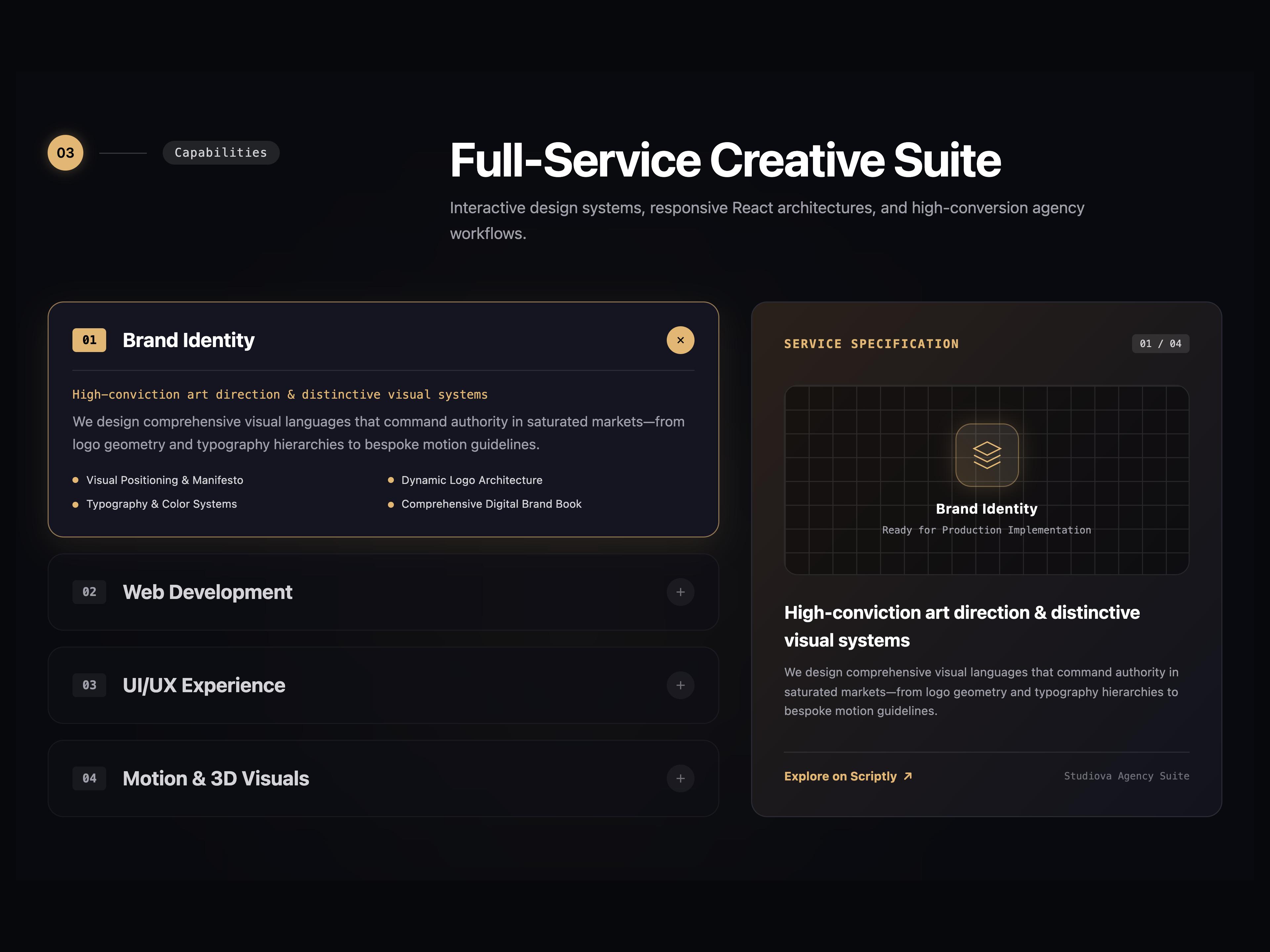 Studiova Interactive Services Tabs