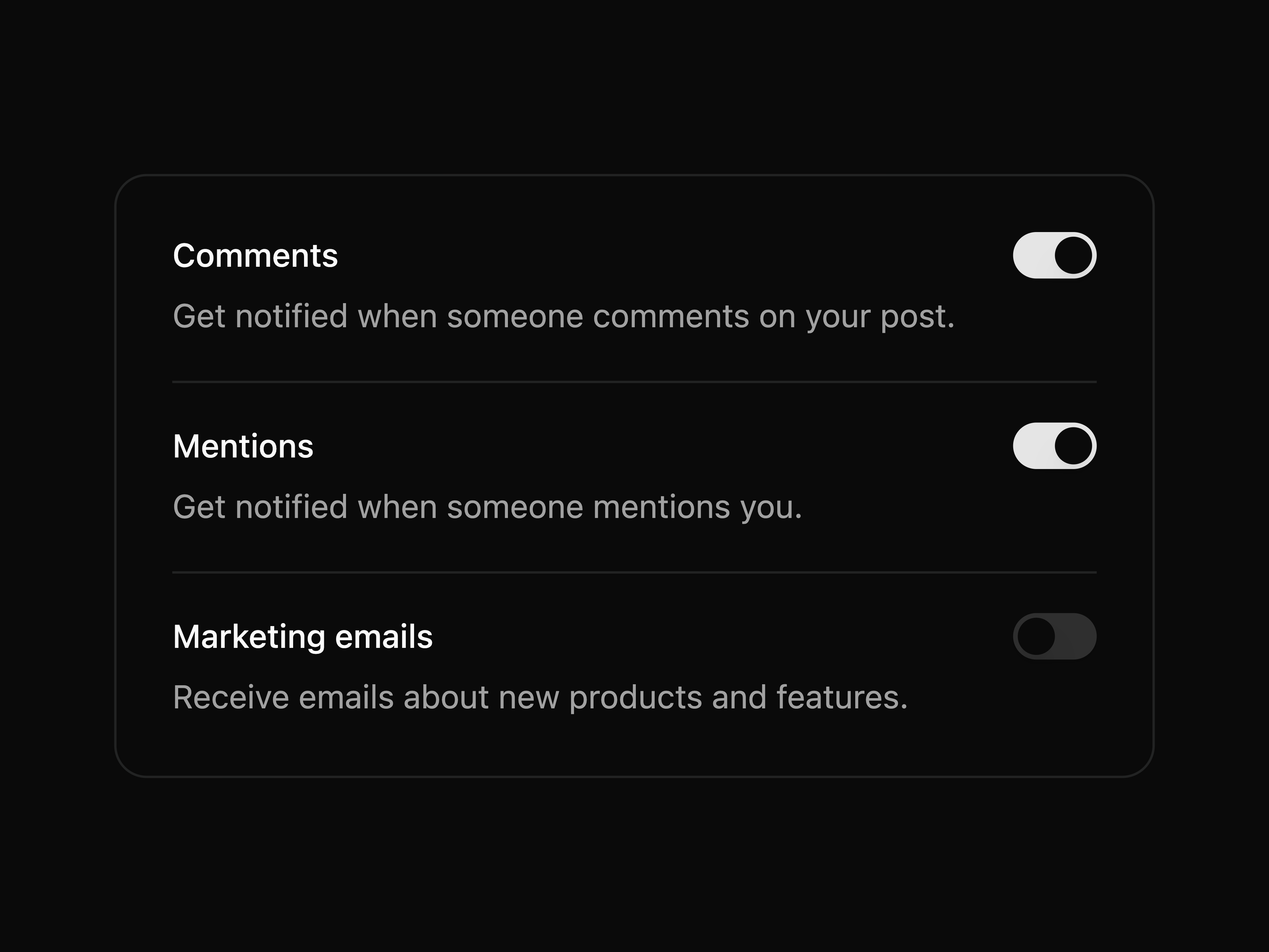 Notification Settings Field