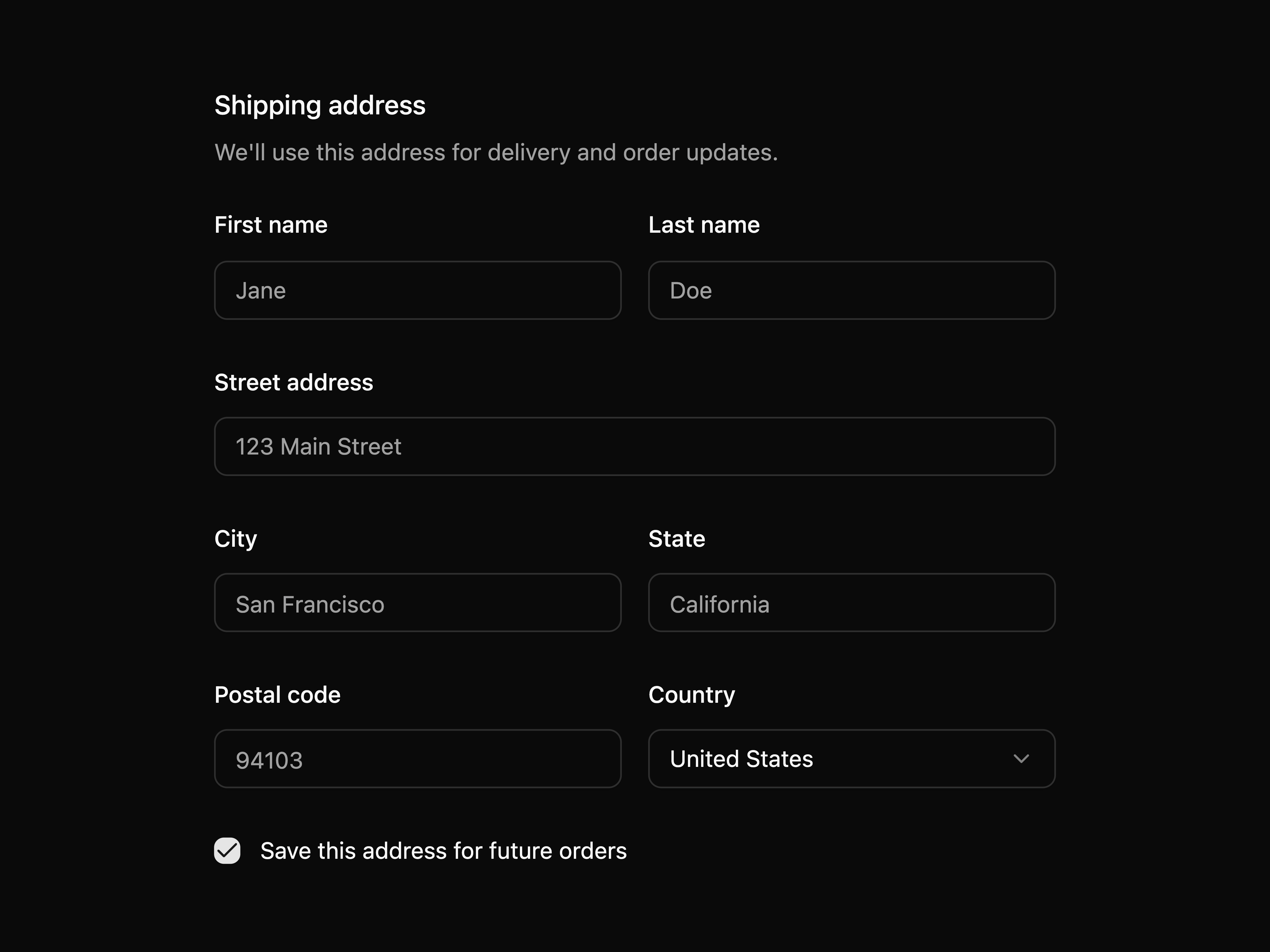 Shipping Address Fieldset