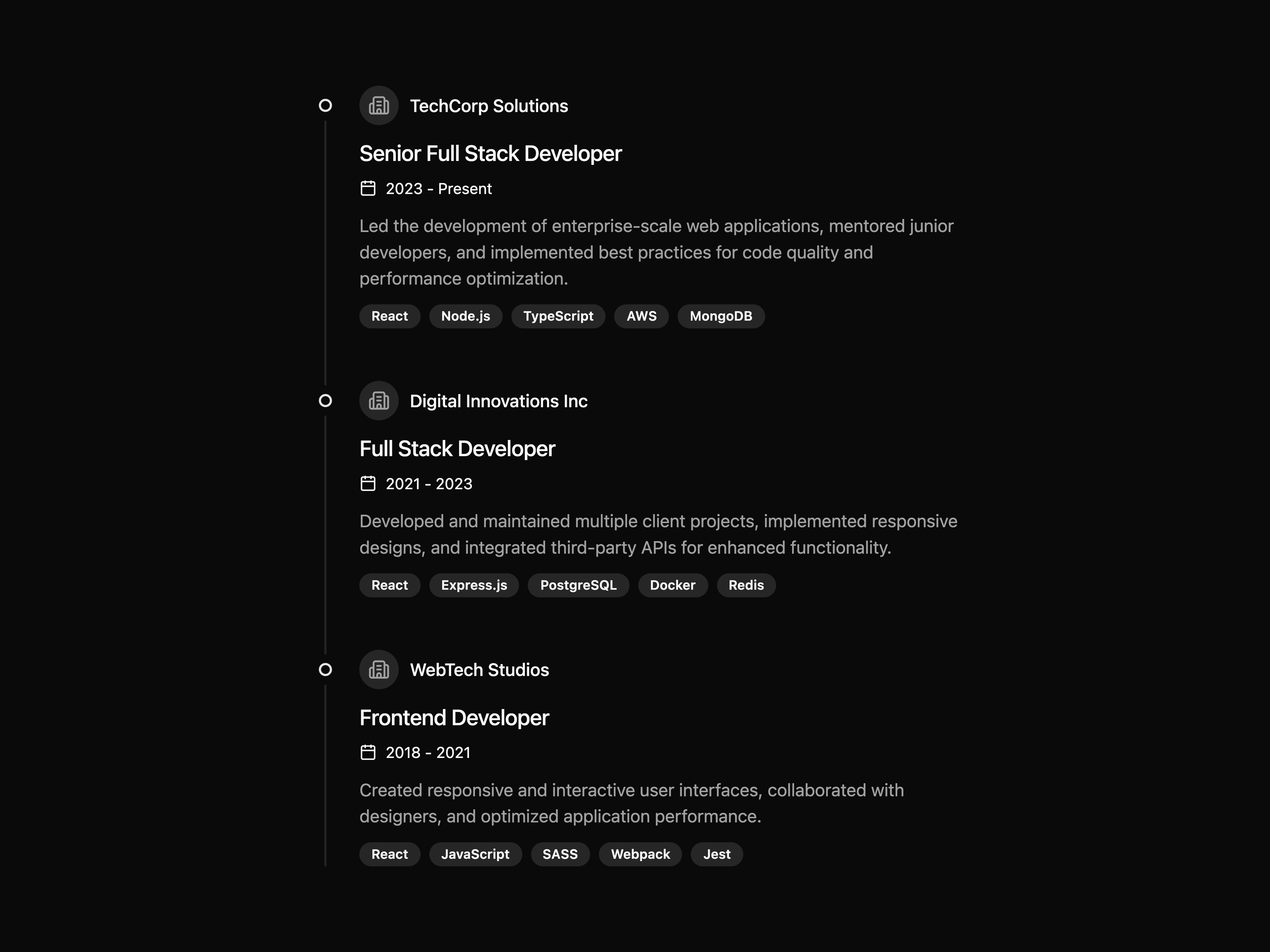 Experience Timeline