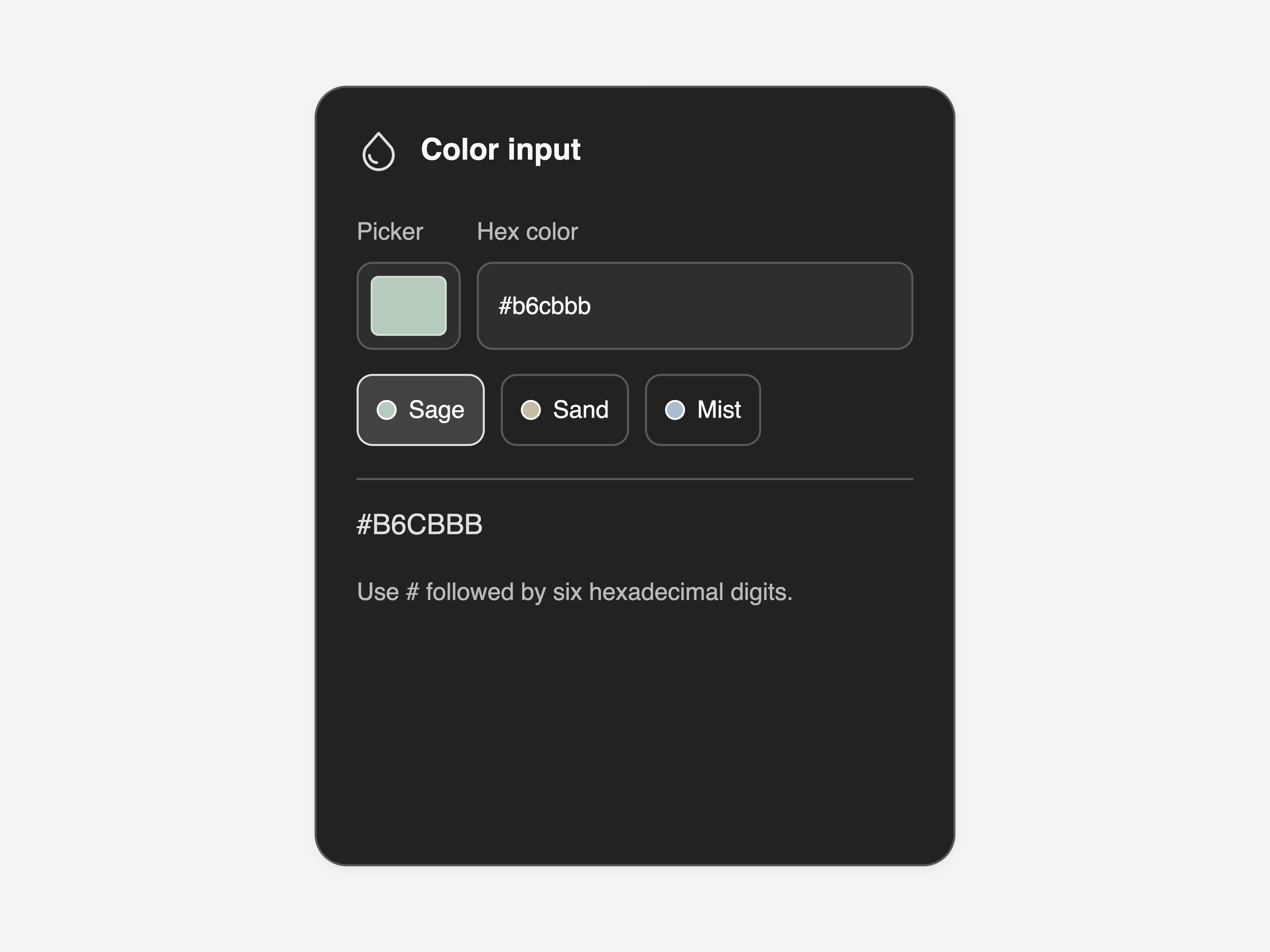 Matte Color Input