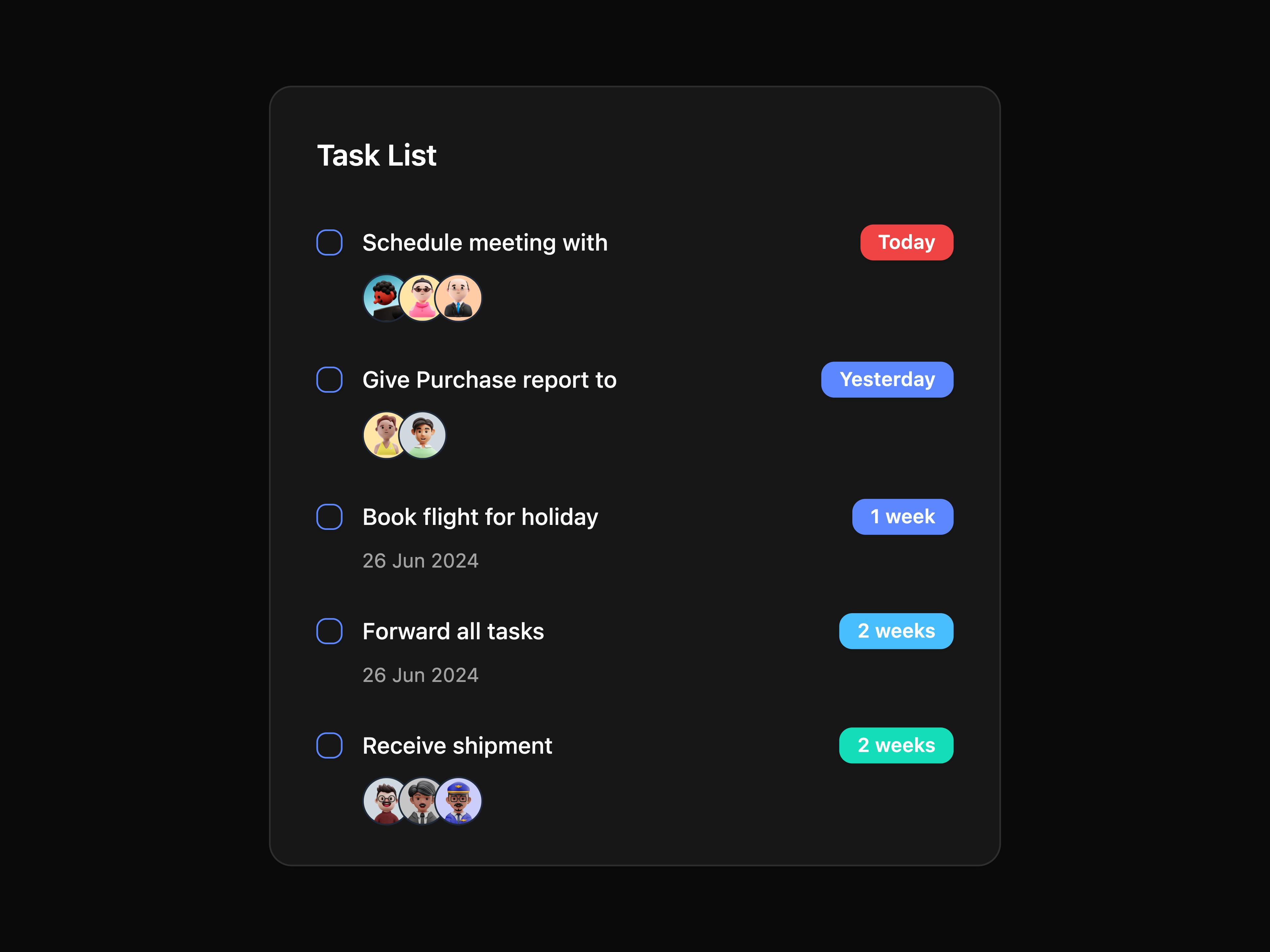 Task List Card