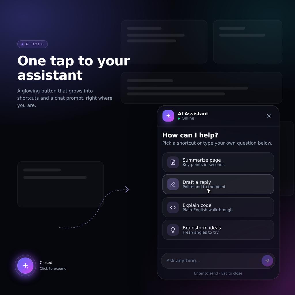 Expandable Floating Action Button (FAB) AI Dock