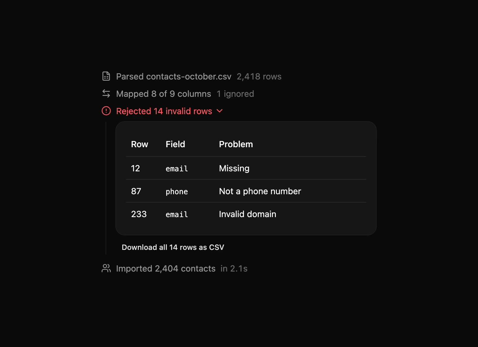 ReUI trace CSV import