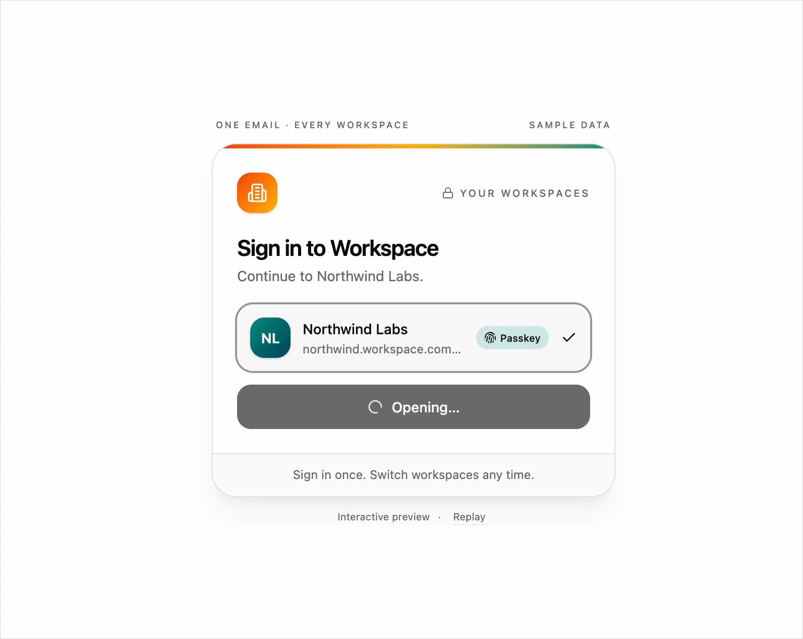 Workspace Picker Login Form