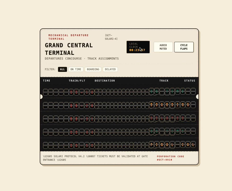 Split Flap Departure Board