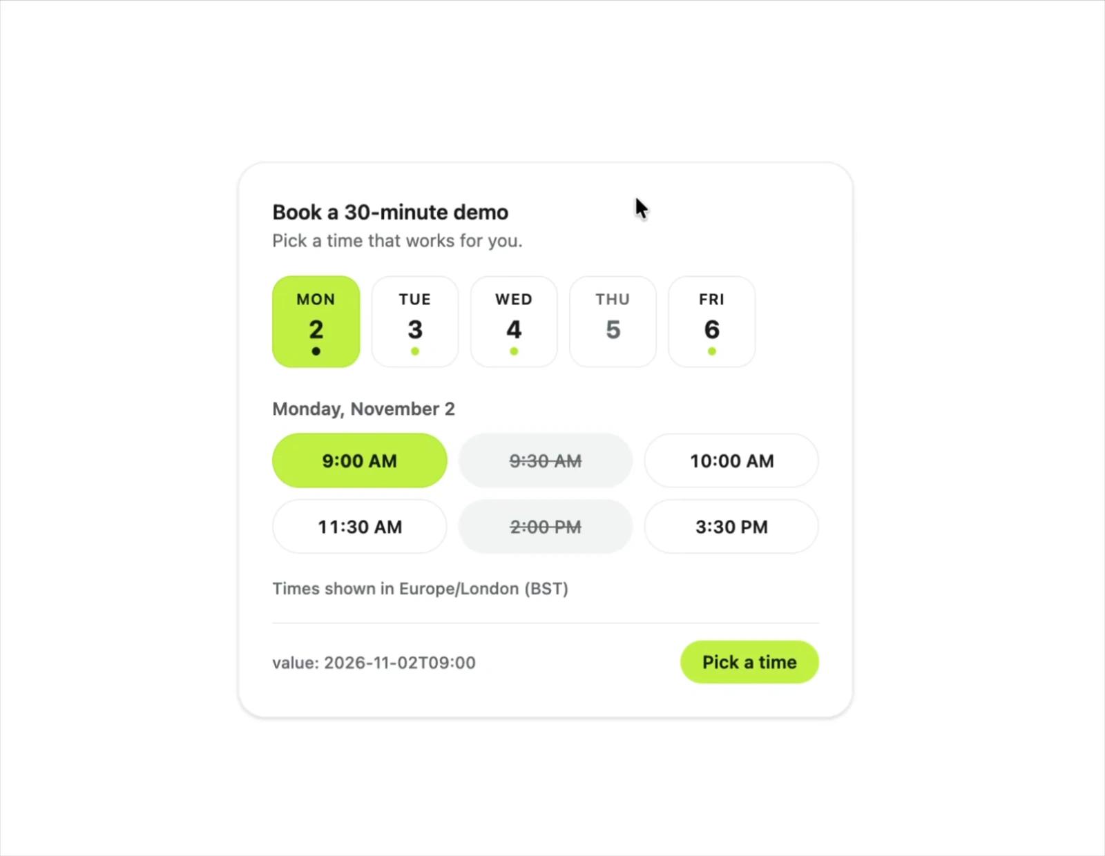 Time Slot Picker