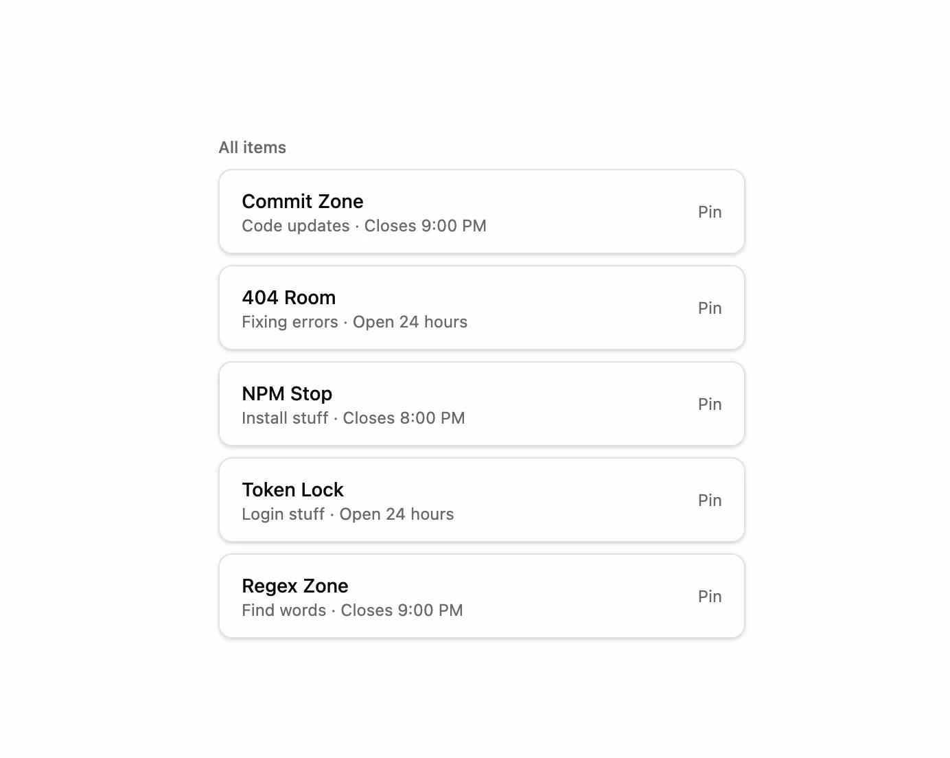 Pinned List
