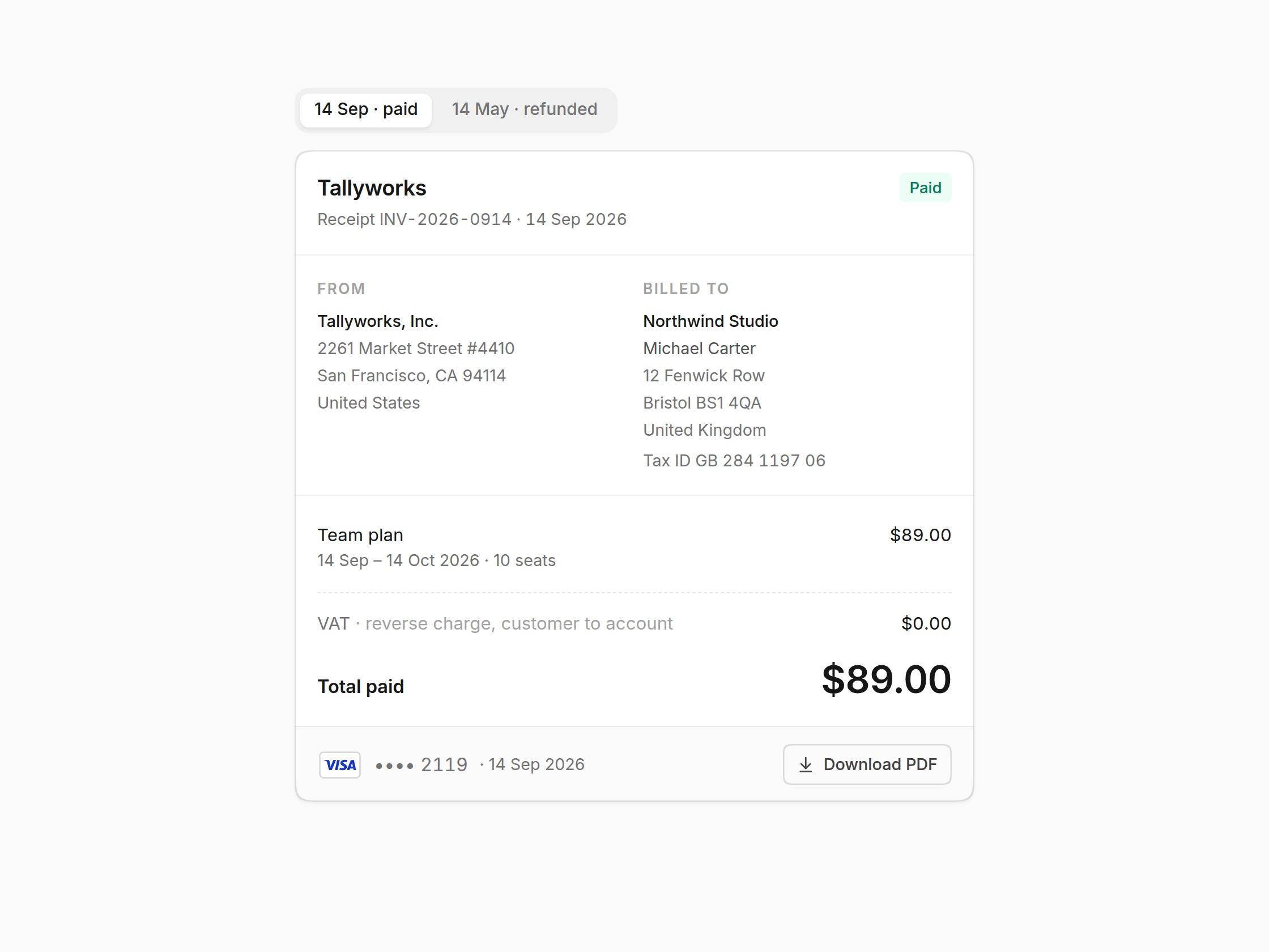 Payment Receipt