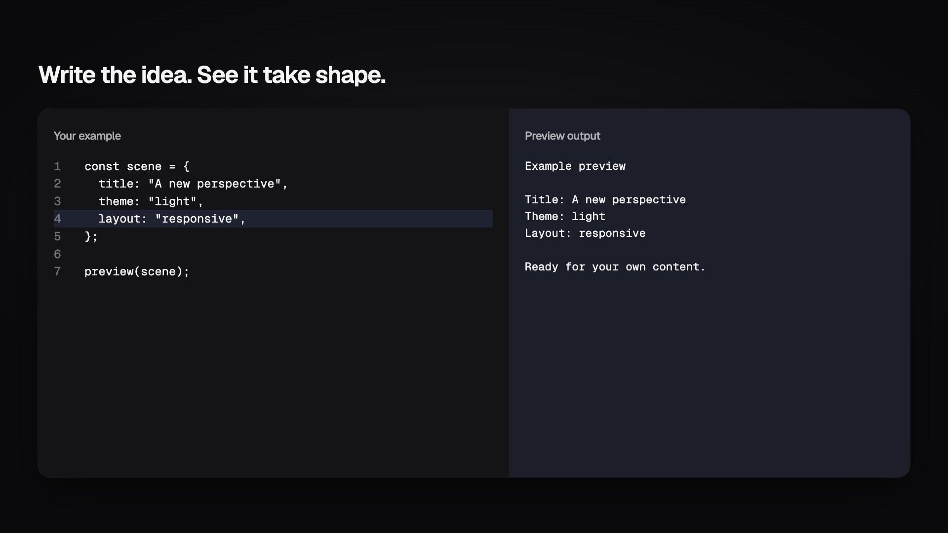 Code and Output Split preview