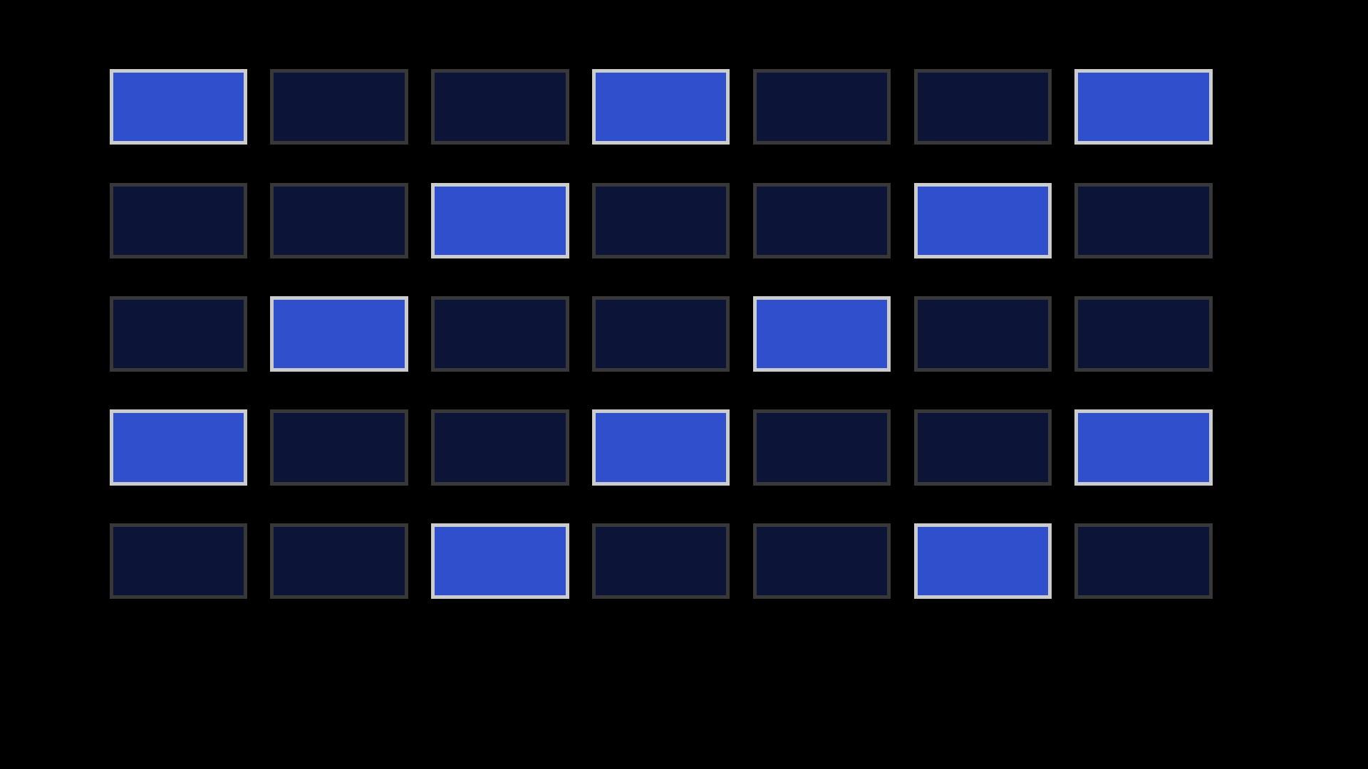 Discrete raster cells step across a terminal grid preview