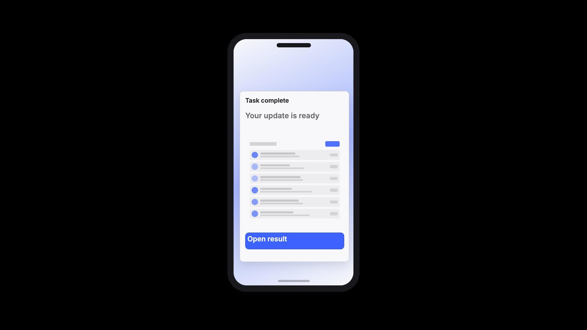 Notification expands into task preview