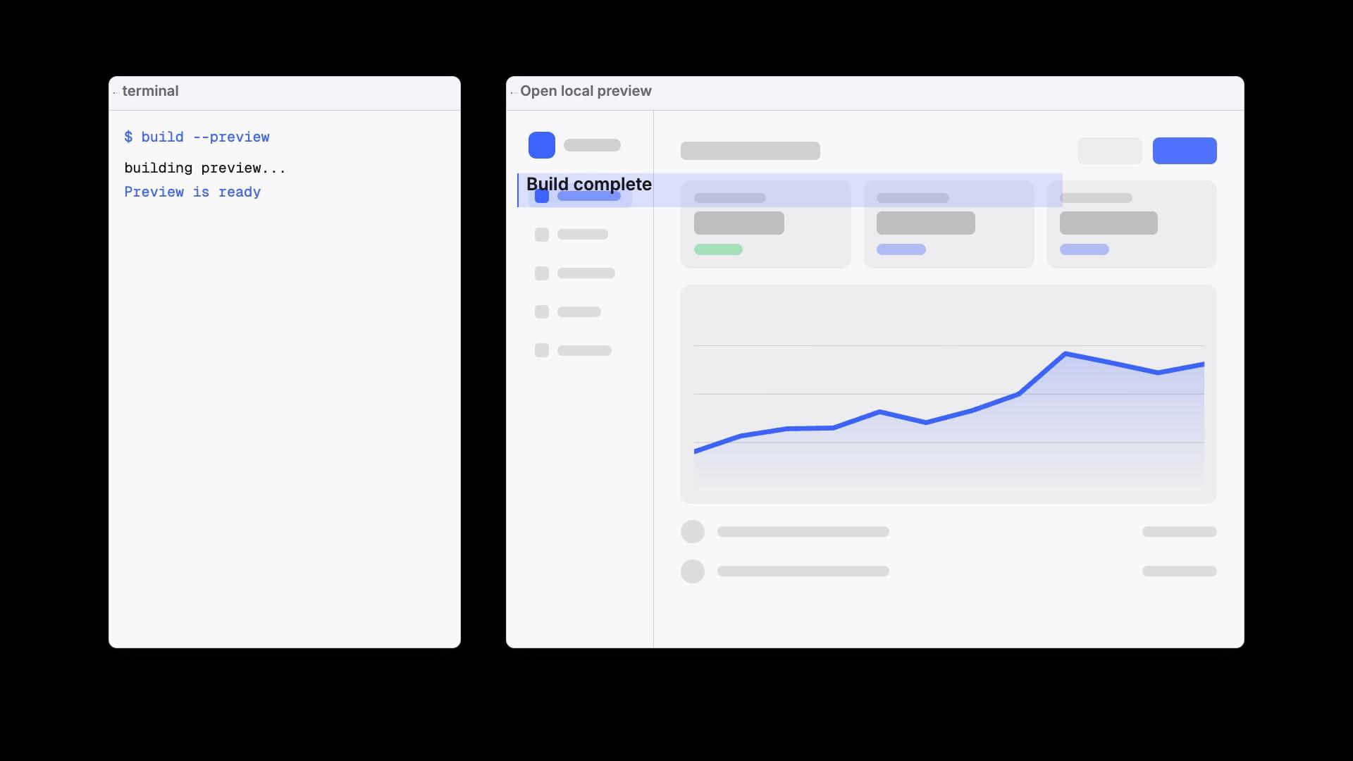 Command deploys browser result preview