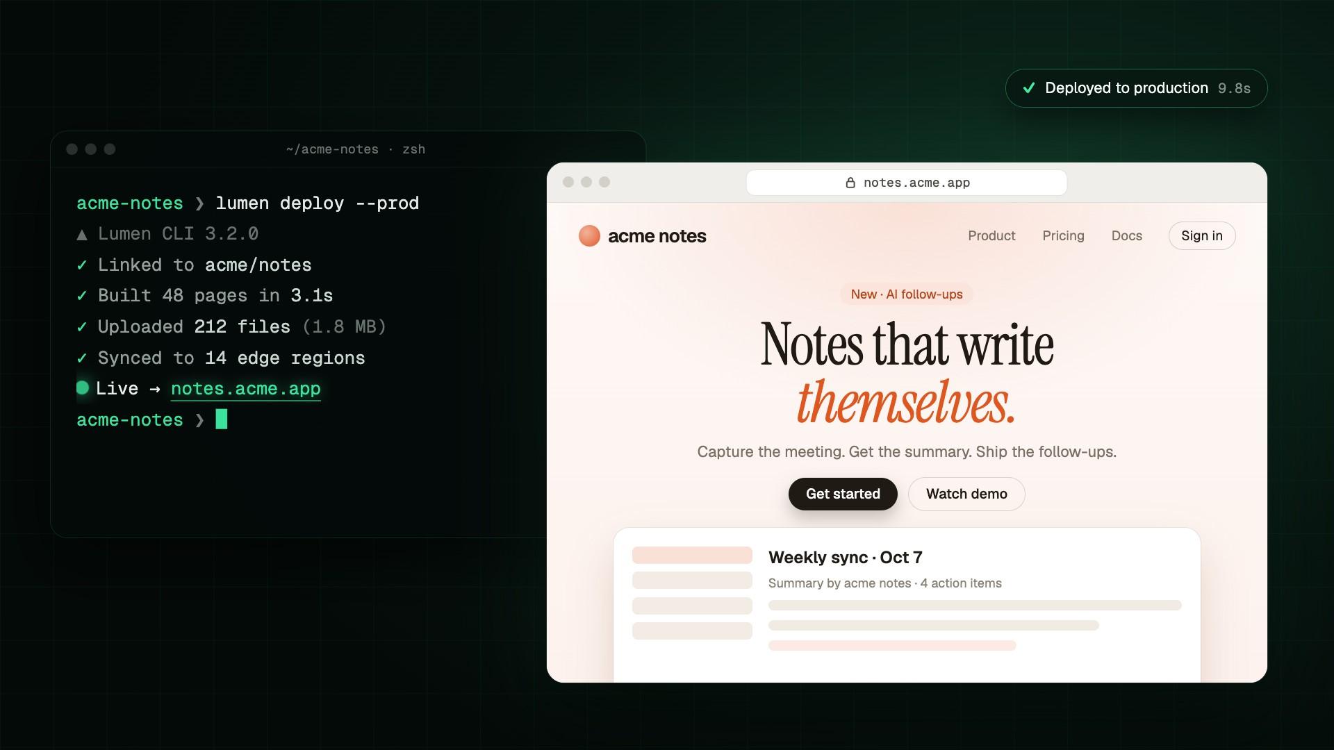 Terminal To Live Site preview