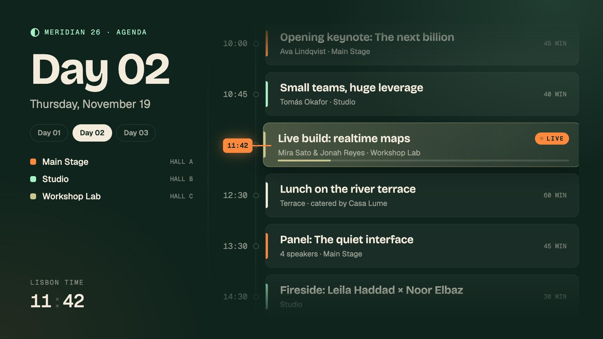 Live Agenda Timeline preview