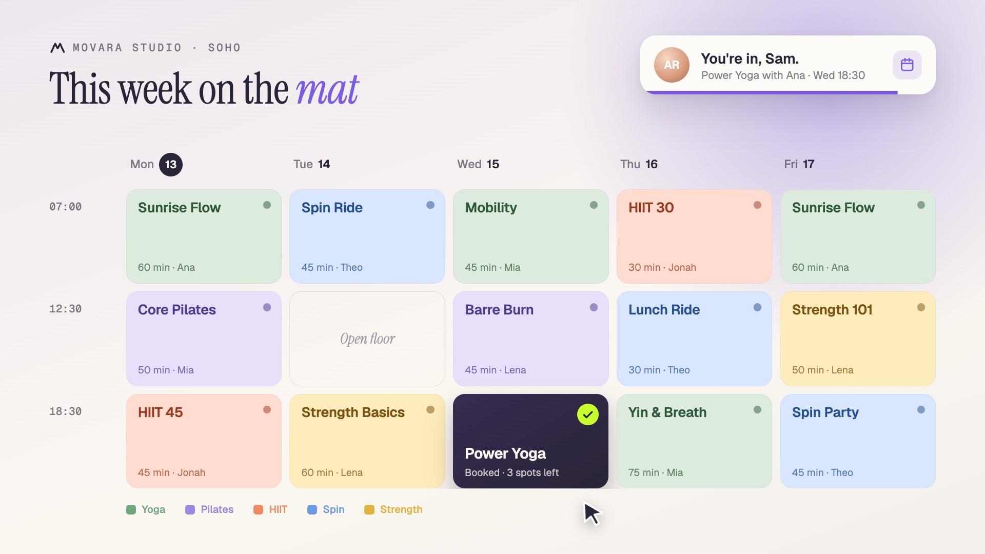 Class Schedule Booking preview