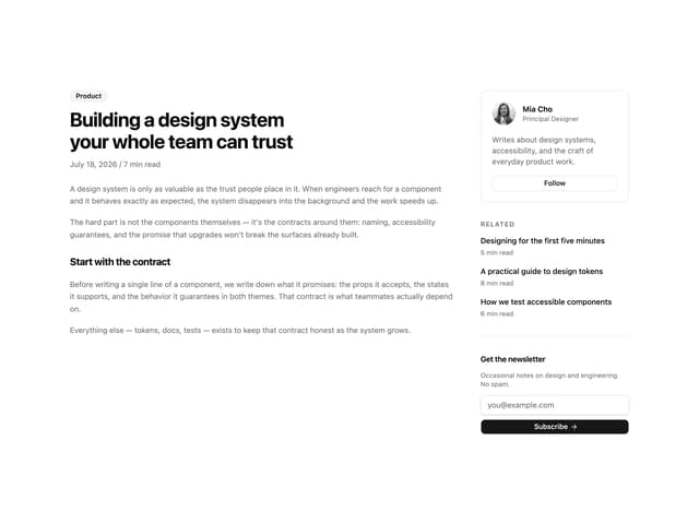 Article With Author Sidebar — Sidebar component for React & Tailwind by Oliver
