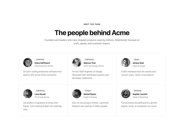 Department Badge Grid — About component for React & Tailwind by 7ovr