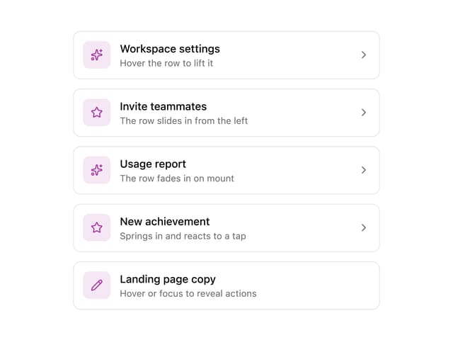 Motion Items — List component for React & Tailwind by ai 2