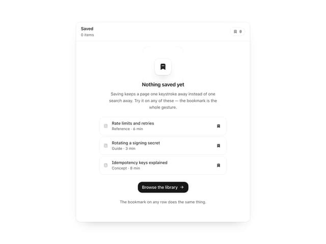 Saved Empty State — Bookmark component for React & Tailwind by Arihant jain