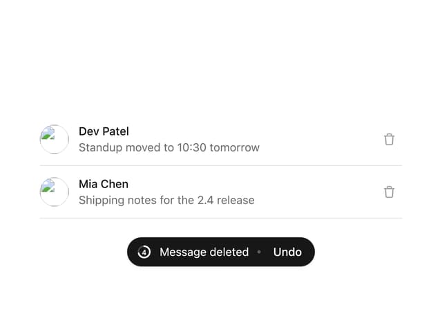 Undo Pill — Inbox component for React & Tailwind by Arihant jain
