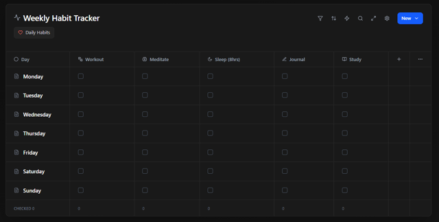 Habit Tracker Notion style
