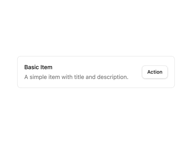 Basic Item — action component for React & Tailwind by Bundui.io