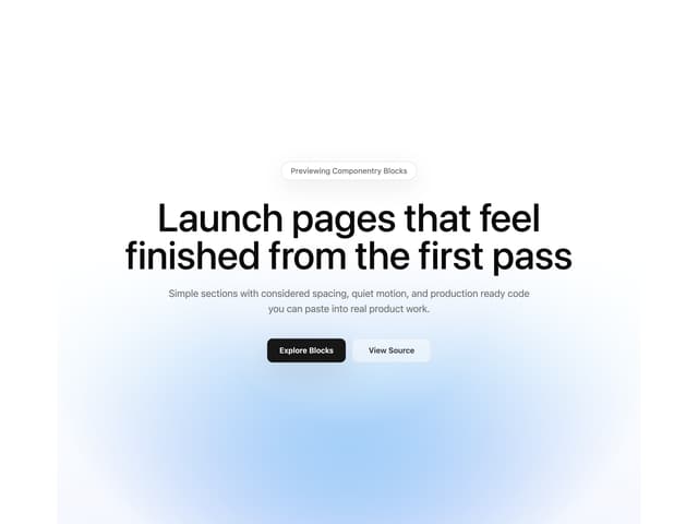Gradient Hero — Block component for React & Tailwind by componentry