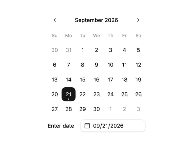 Calendar With Date Input — Input component for React & Tailwind by coss