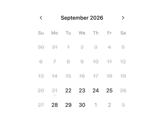 Calendar With Disabled Dates — Date Picker component for React & Tailwind by coss