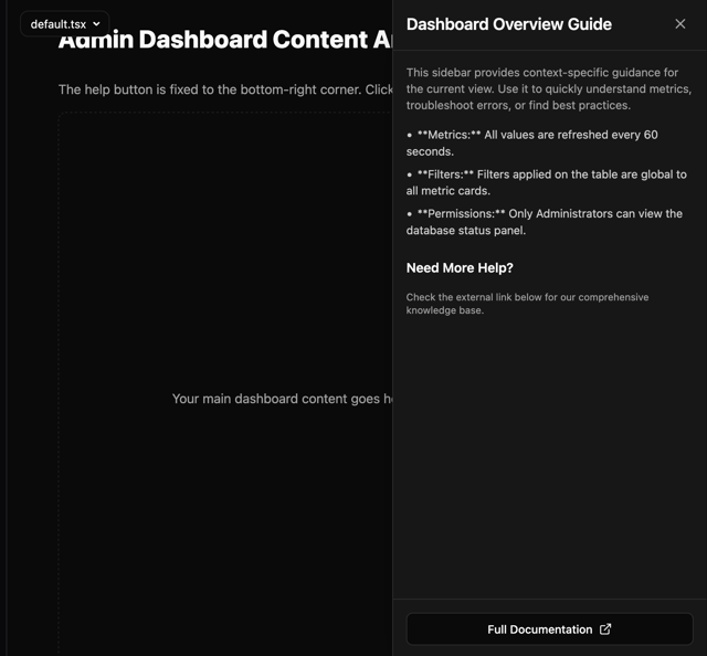 Dashboard content area