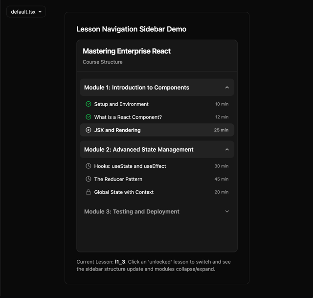 Lesson Navigation Sidebar 