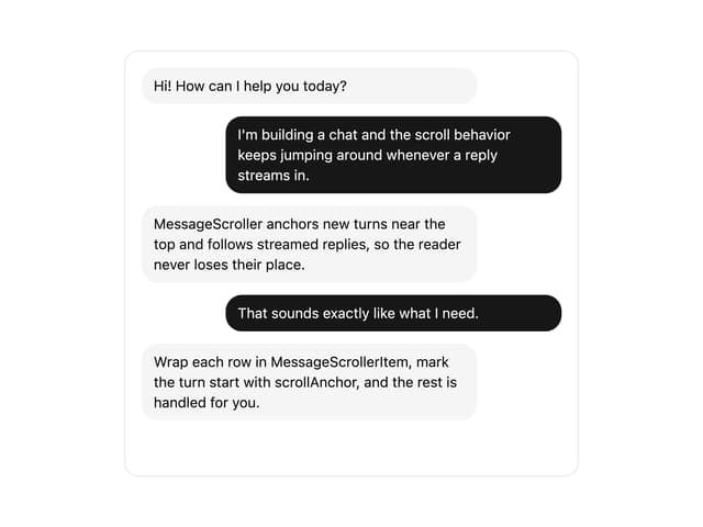 Message Scroller — Message component for React & Tailwind by Diar Muradi