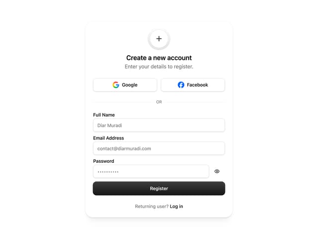 Sign Up Form — Sign Up component for React & Tailwind by Diar Muradi