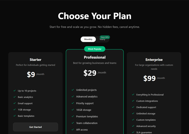 Pricing Section