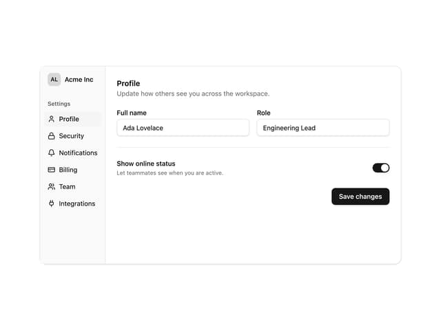Settings Sidebar Layout — Dashboard component for React & Tailwind by felipemenezes098