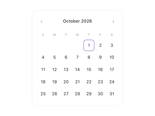 Calendar — Date component for React & Tailwind by halaska-studio