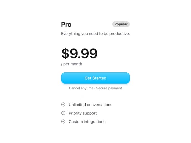 Pricing Card